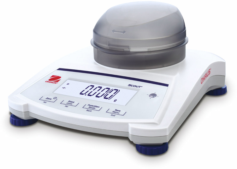 Balance bijoutier homologue Ohaus Scout SJX323M avec une graduation de 0,001g (0,01ct) et para-vant