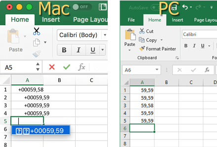 Quick USB: Excel sous MacOS et Windows
