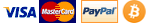 Paiement avec carte VISA ou MasterCard, PayPal, virement bancaire, Bitcoin